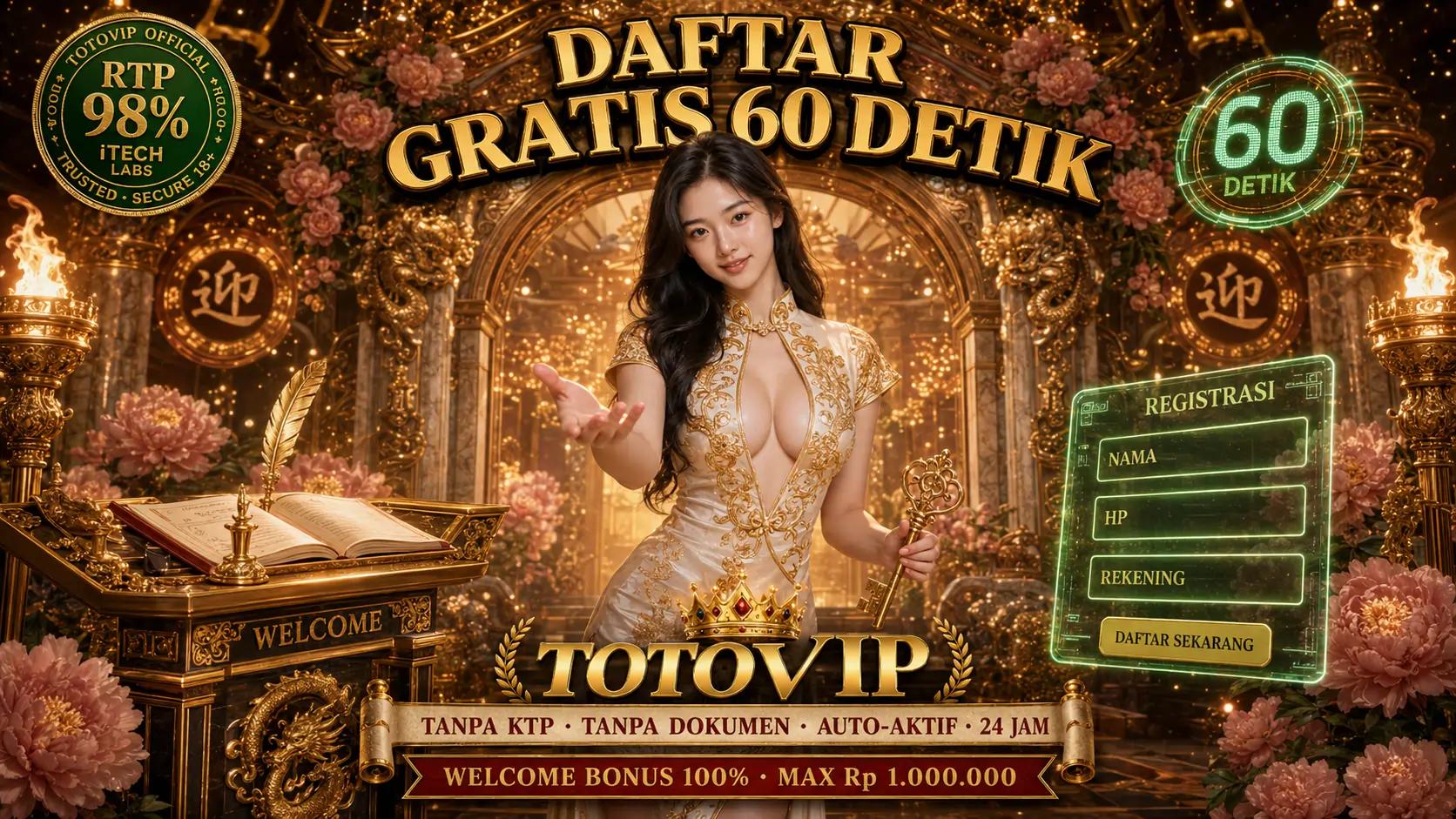 Daftar TotoVIP Registrasi Gratis 60 Detik Welcome Bonus 100%
